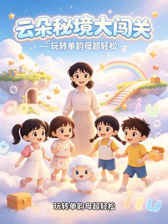 云朵秘境大闯关！玩转单韵母超轻松